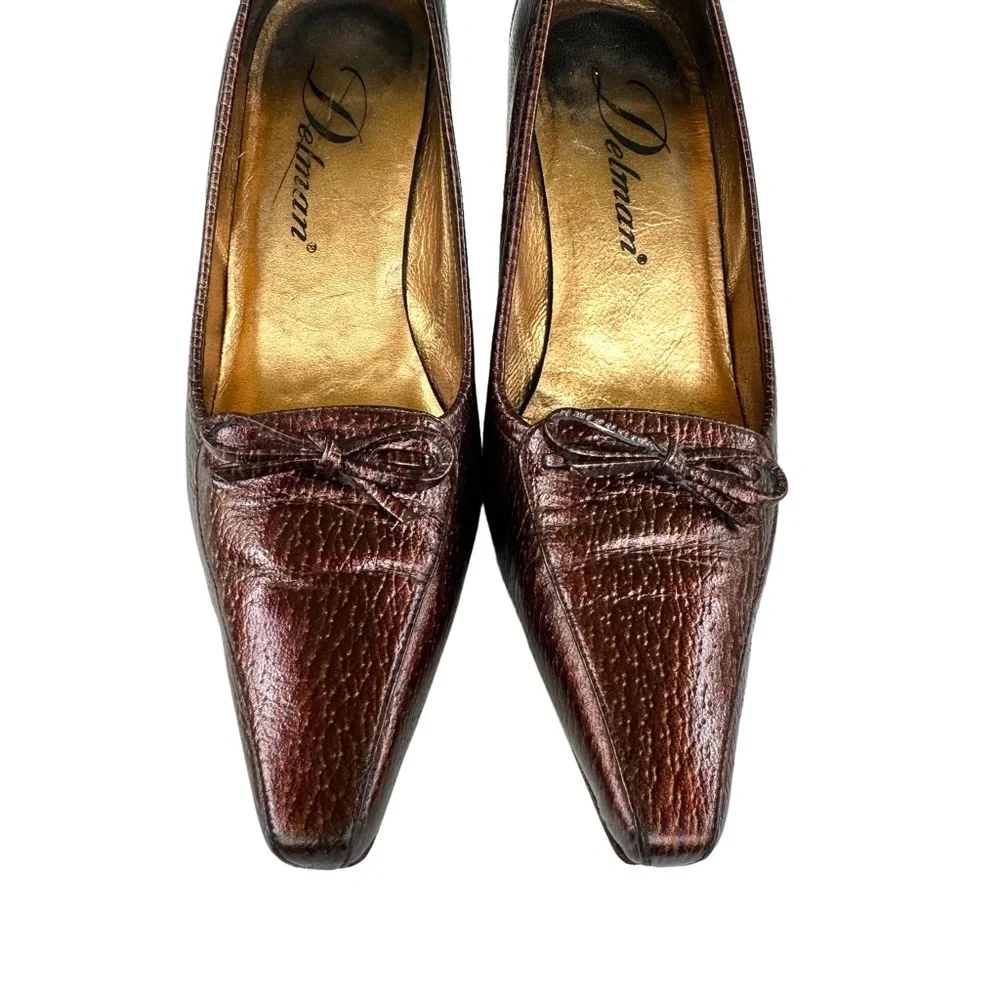 Delman Heels Metallic Brown Pumps